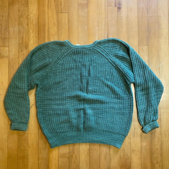 Vintage L.L. Bean Green Cotton Knit Crew Neck Sweater - Picture 3 of 3
